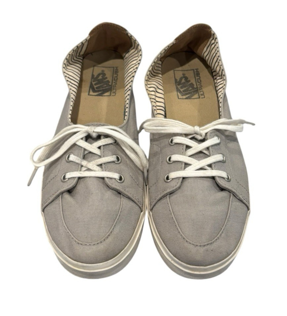 Vans Palisades Vulc UltraCush Gray‎ Canvas Lace Up Sneakers Women's 9.5 Casual